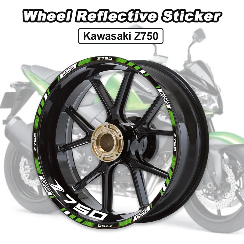 

Декоративная полосатая наклейка для мотоцикла Kawasaki Z750, отражающая наклейка на переднее и заднее колесо, аксессуары