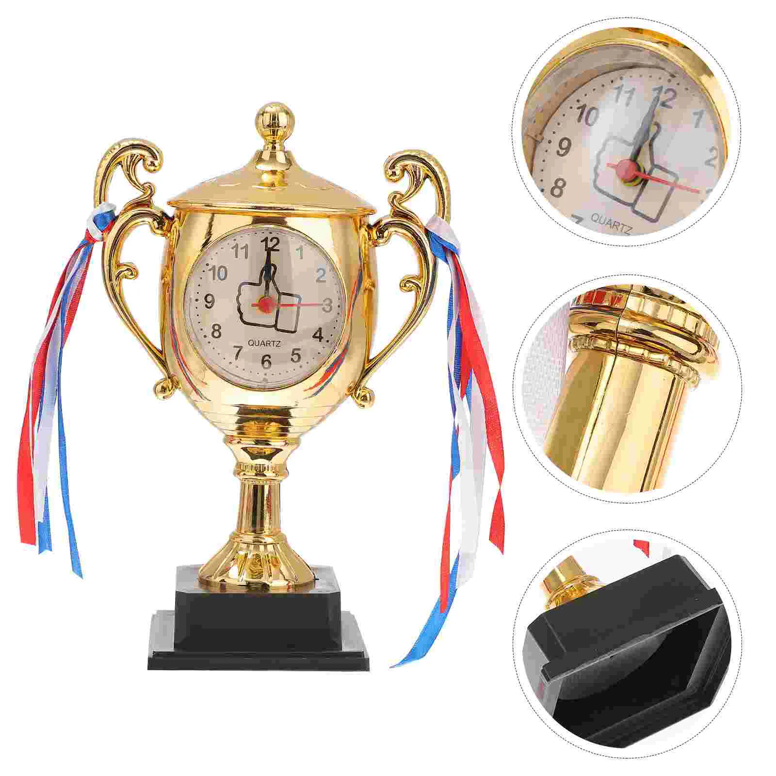 

Clock Cup Trophy Alarm Silent Analogue Desk Children Trophies Award Gold Winner Bedside Metal Clocks Ticking Non Awards