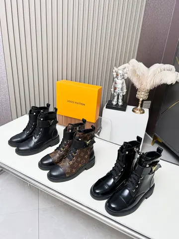 Женские ботильоны Louis Vuitton высокое качество Износостойкий Сейсмостойкий согреться осенне-зимняя обувь Мода женская модель