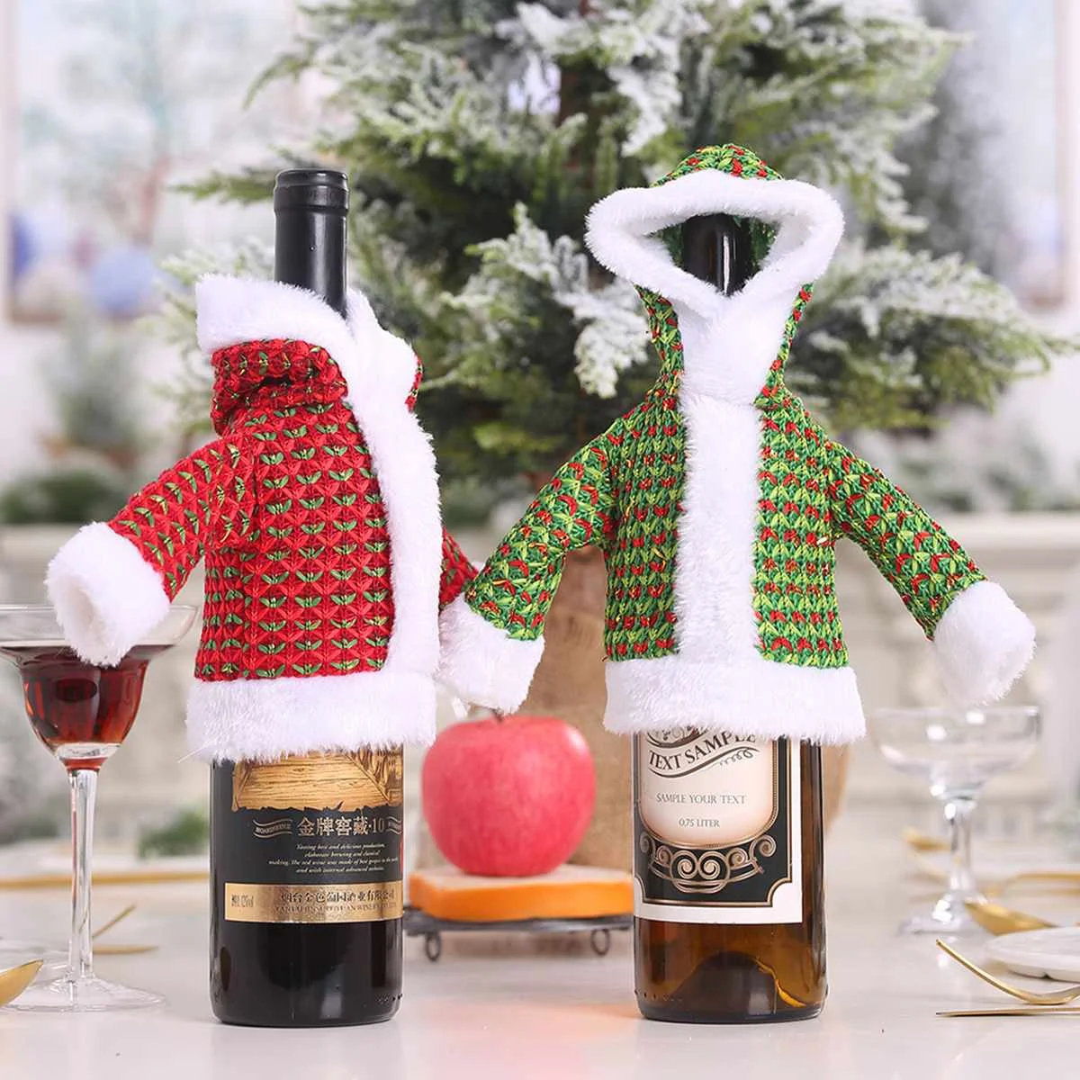 

Wine Bottle Cover Christmas Decor For Home Party Dinner New Year Gift Bag Holder Table Decor Champagne Bottle Dust Cover