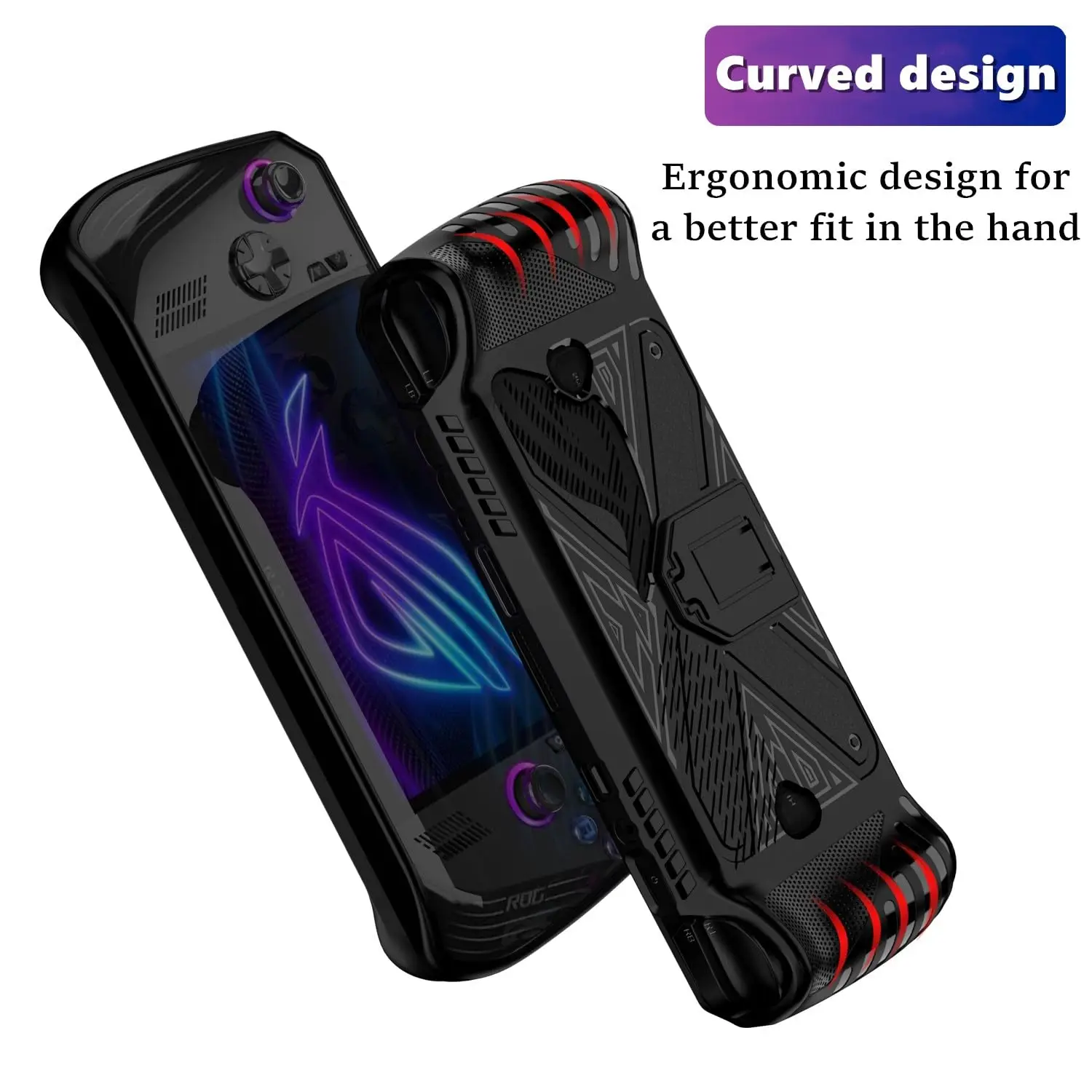 Фото Комплект аксессуаров для защиты экрана Rog Ally X + защитный чехол с подставкой для консоли Asus Rog Ally X ударопрочный защитный чехол №5
