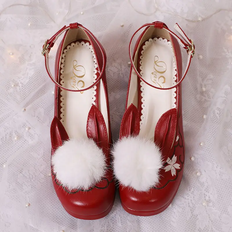 

Lisapie Lolita Shoes Thick Heels Pumps Sweet Kawaii Shoes Christmas new Year Costumes Anime Cosplay Hanayome Mary Jane Shoes