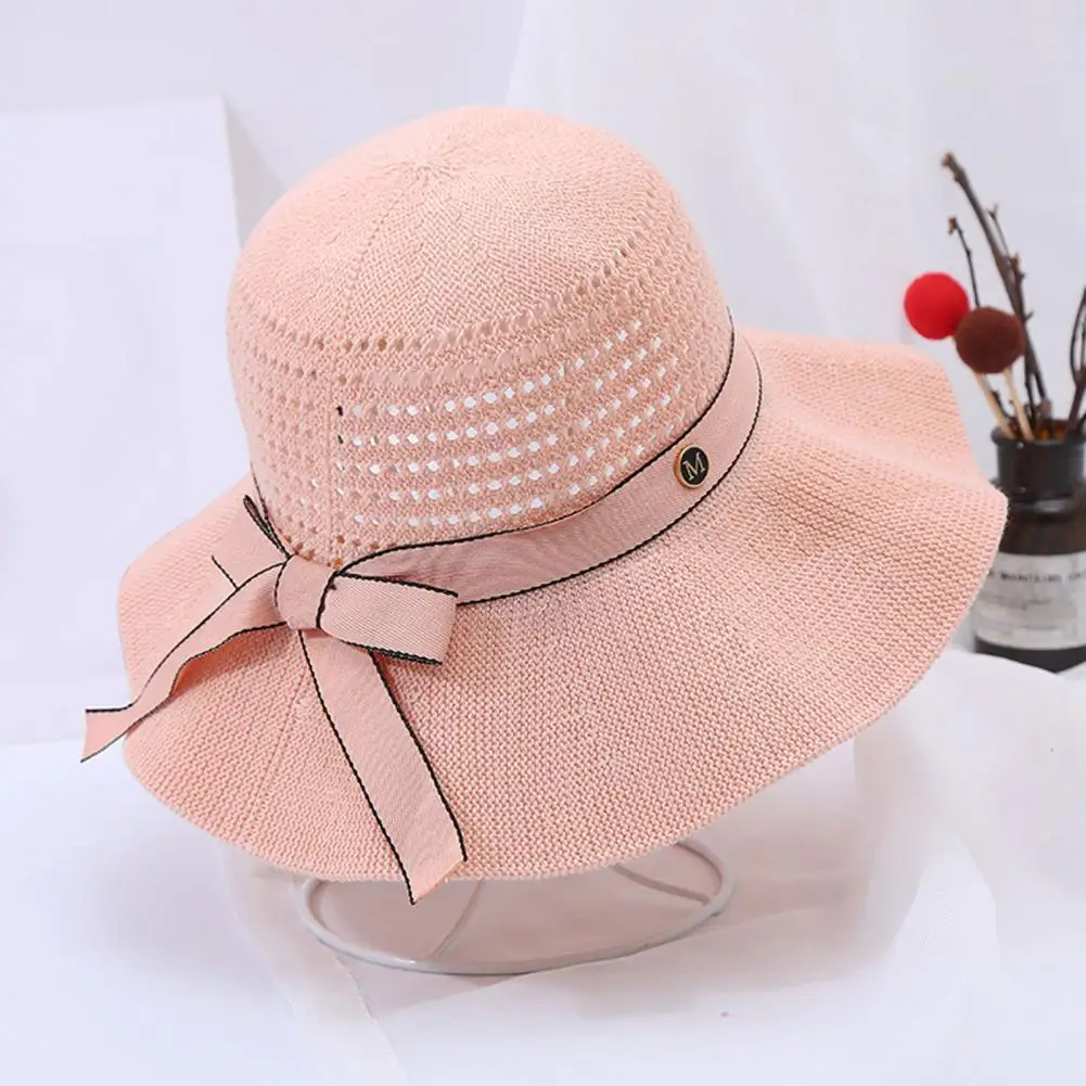 

Дышащая женская пляжная шляпа с широкими полями и бантом из ленты для повседневной жизни