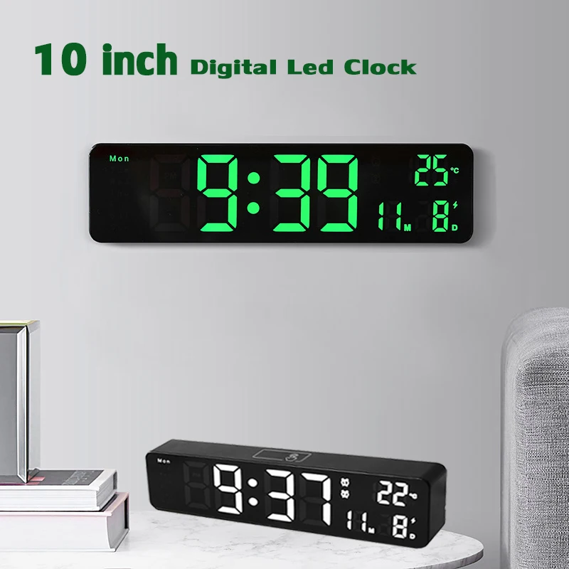 

10 inch Large LED Digital Wall Clock Temp Date Week Display Table Wall-mounted Electronic Temperature Time LED Digital Clock