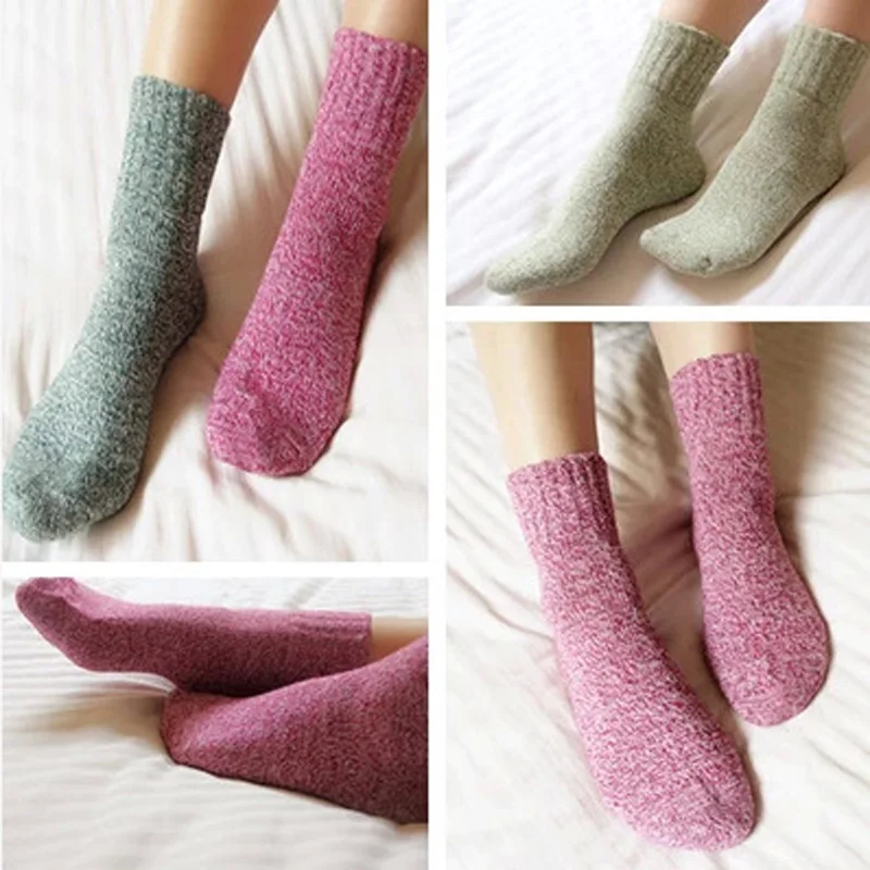 

5 Pairs/Pack Autumn Winter Thick Wool Socks Women Brand Socks Female Lovely Cute Sock Warm Soft Solid Color Casual Sock 934565
