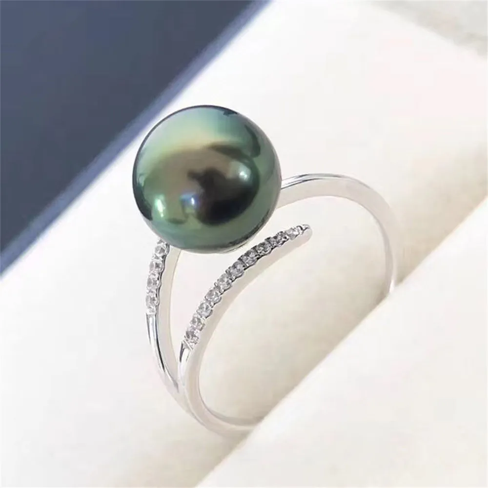 

DIY Pearl Accessories S925 Sterling Silver Jewelry Ring Empty Holder Fashion Style Ring Holder Fit 9-11mm Beads