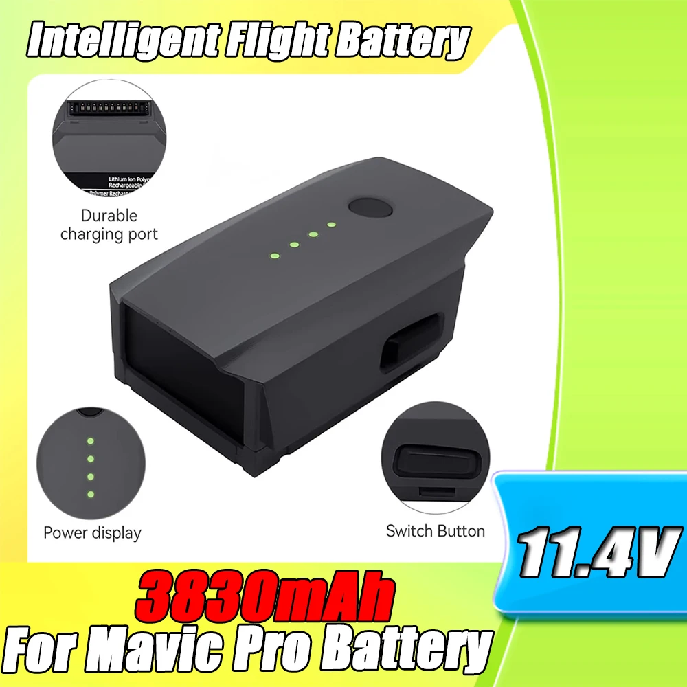 Фото Аккумулятор для Mavic Pro 3830 мАч, время полета 27 минут, совместим с интеллектуальными аккумуляторными батареями серии Mavic Pro, аксессуары. №1