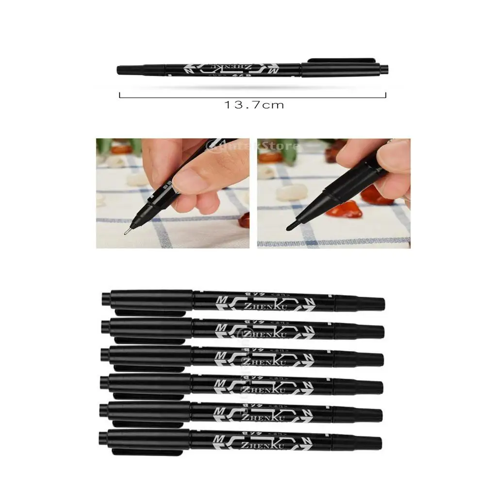 

6pcs Professional Skin Marking Pen-Double Ended Fine/Thick Tip Marker
