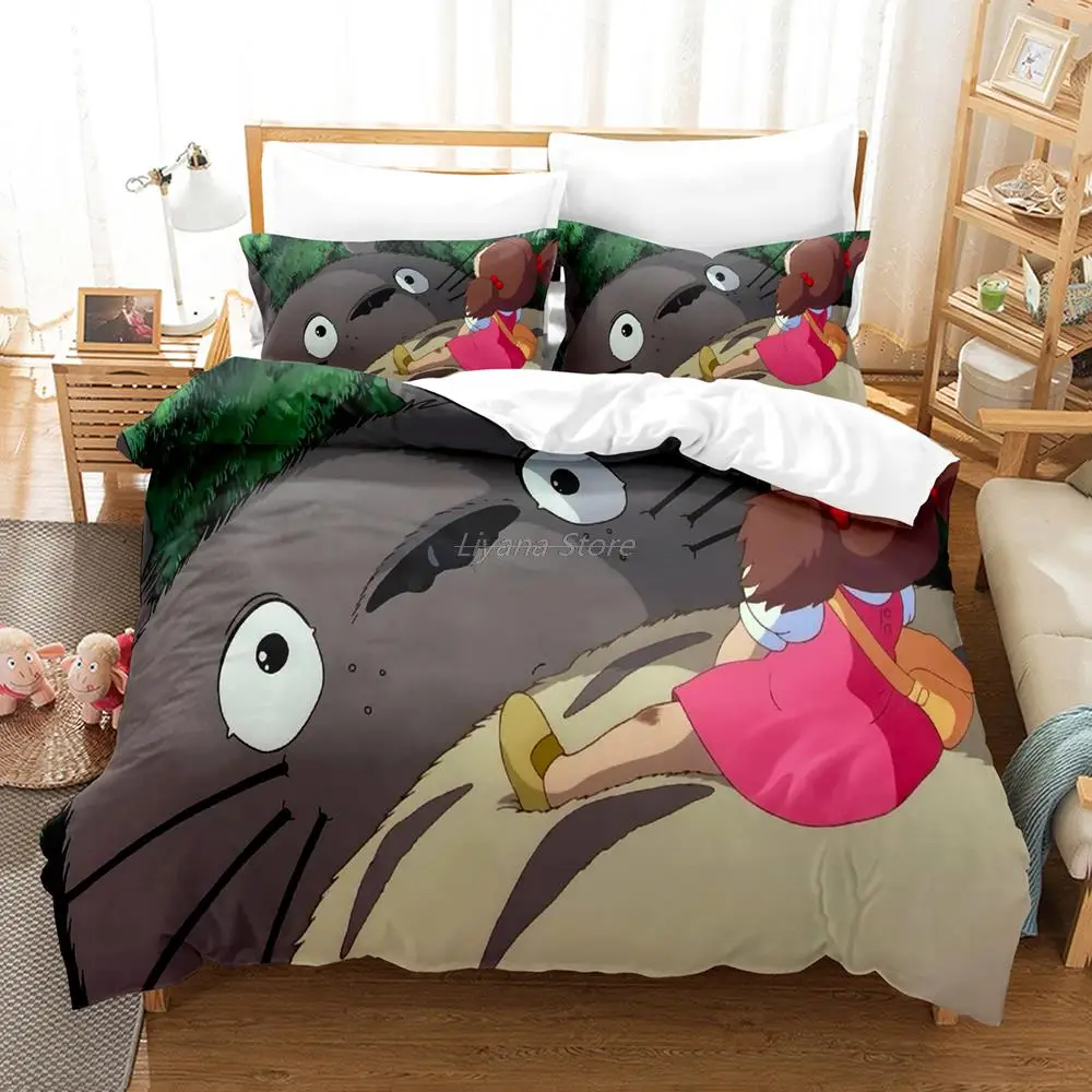 

My Neighbor Totoro Bedding Set Twin Full Queen King Size Genshin Impact Set Children Kid Bedroom Duvet Cover Sets 08