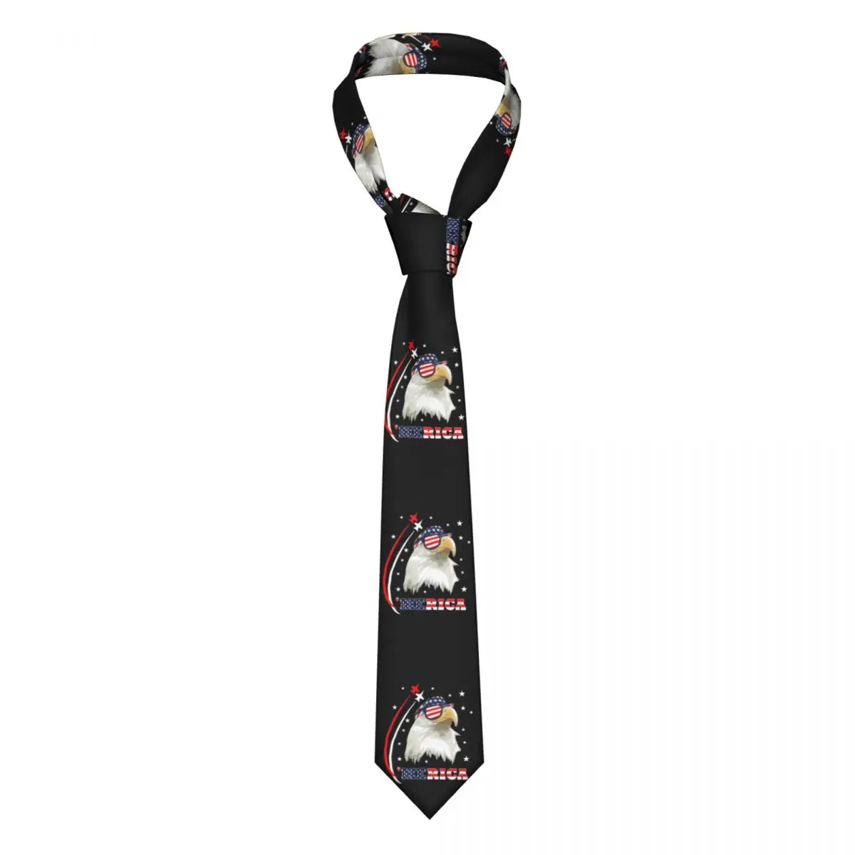

Proud Bald Eagle Tie American Cool Eagle Star Print Shirt Vintage Neck Ties Party 8CM Accessories Man Cravat