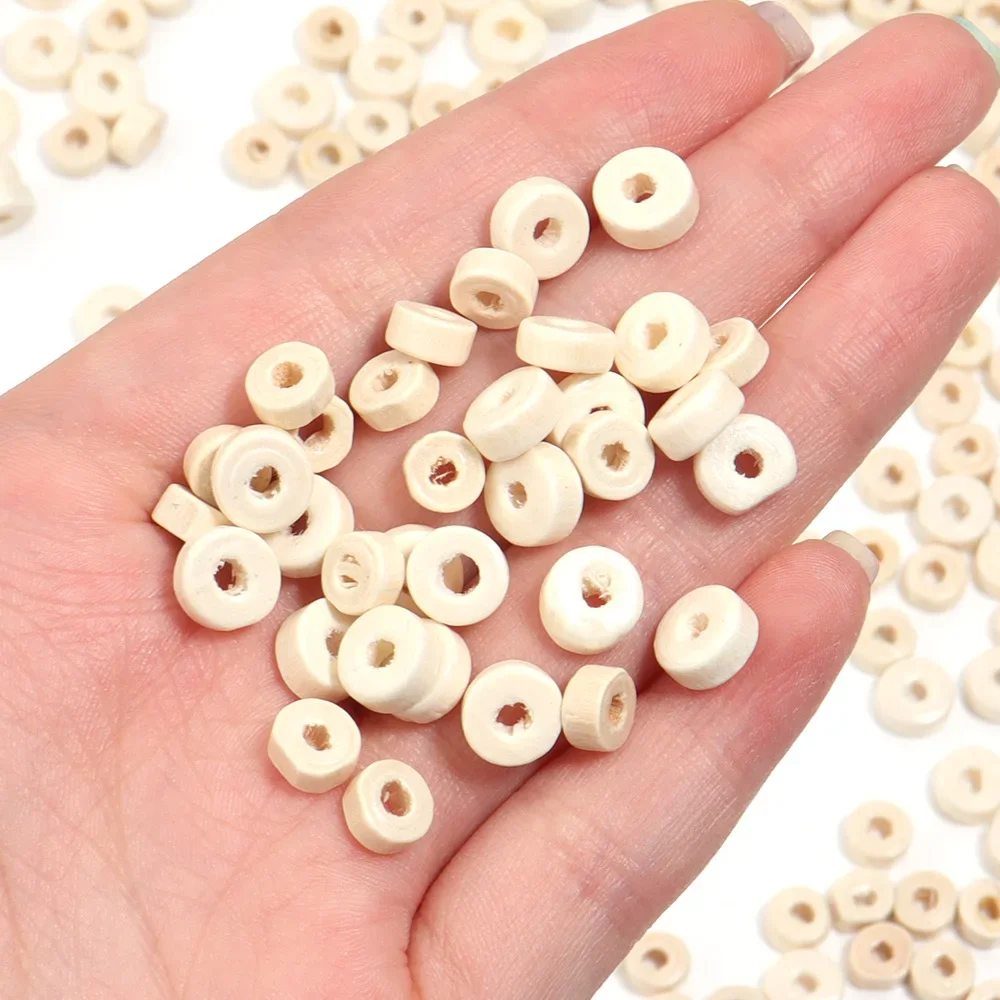 Натуральный цвет низкие круглые деревянные бусины браслет сделай сам цепочка