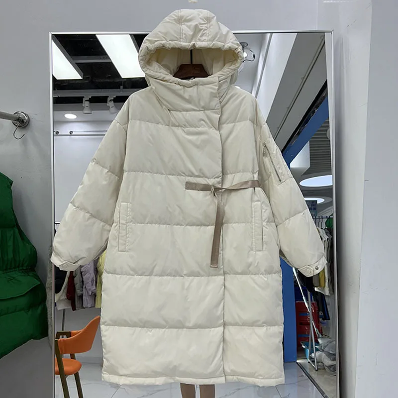 

2022 Women Down Jacket Long Winter Oversized Warm Thick Casual Coat Female High Street Bat Sleeve Large Size Down Parkas