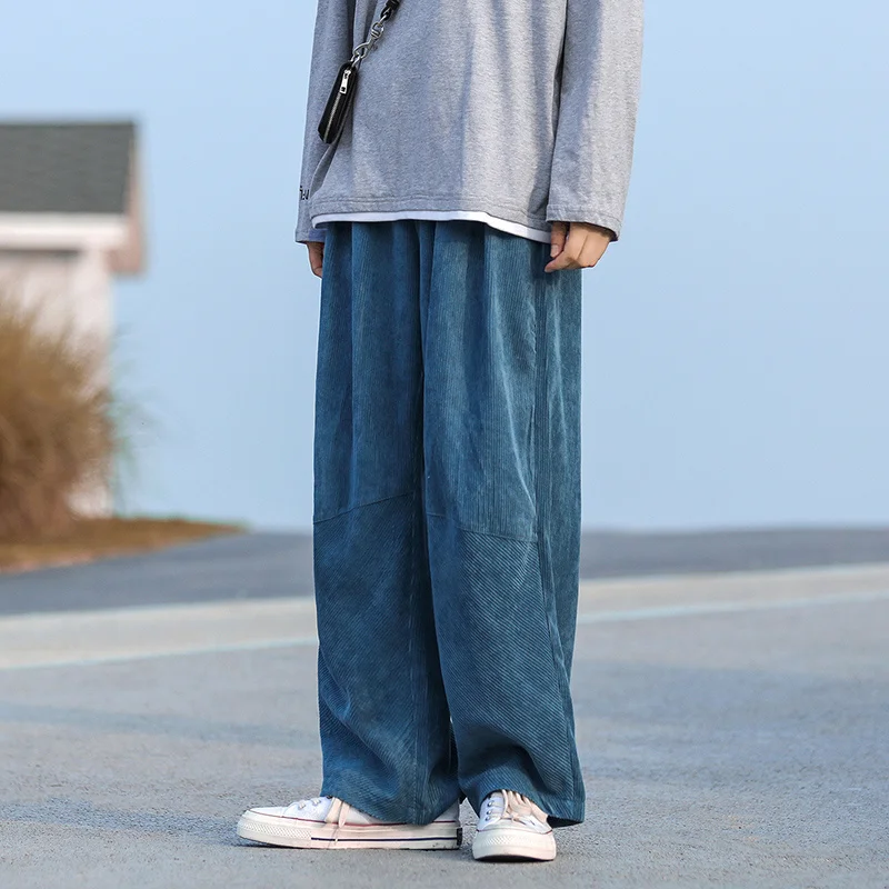 

2023 Men Corduroy Harajuku Wide Leg Pants Overalls Mens Japanese Streetwear Sweatpants Male Korean Casual Joggers Pants