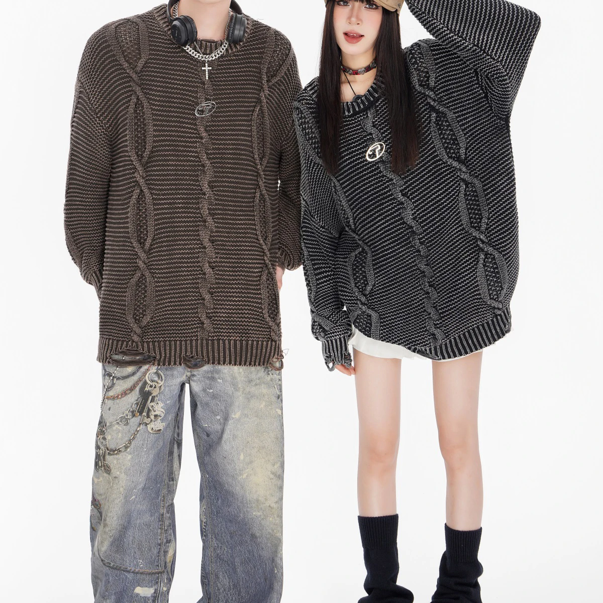 Свитер Cleanfit Y2k для мужчин и женщин с рваным подолом твист однотонный Повседневный