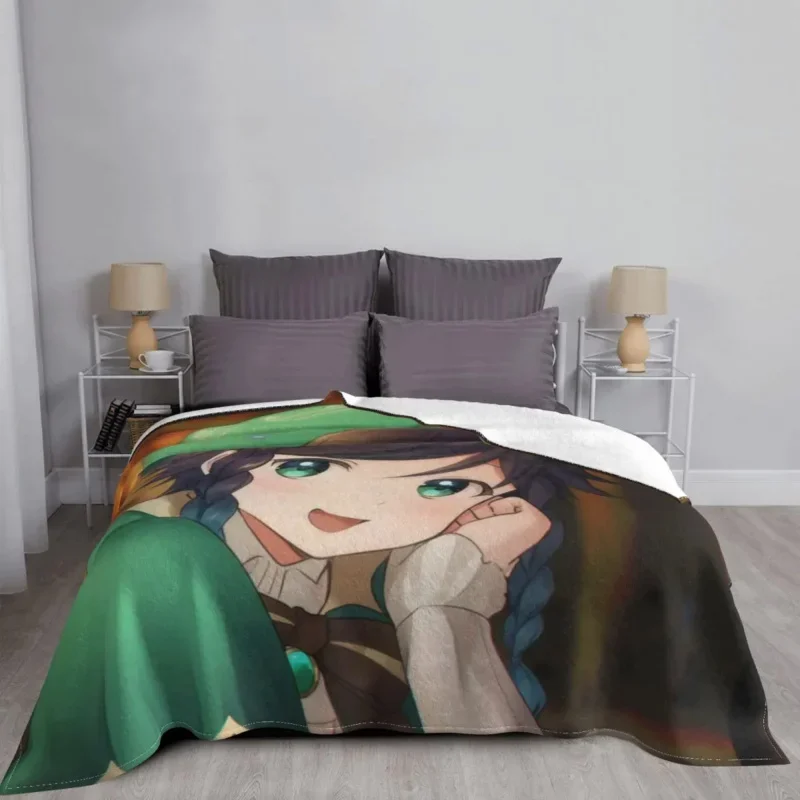 

Venti Genshin Impact Blanket Coral Fleece Plush All Season Anime Style Cute Warm Throw Blankets For Bedding Office Bedspreads