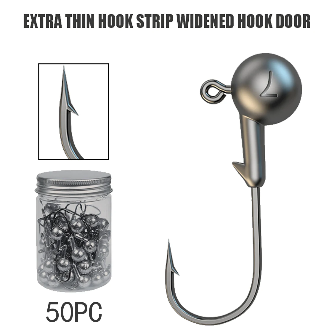 

2023 Upgradation 50pcs canned Road lead fishing hook 3.5/5/6/8/10/12/14/20g Fishing Gear shop Reinforced Hook Wholesale