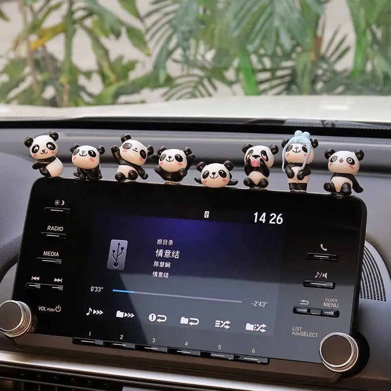 

Cute Panda Car Center Console Rearview Mirror Decoration Toy Decoration Interior Organizer Auto Interior Accessories for Car