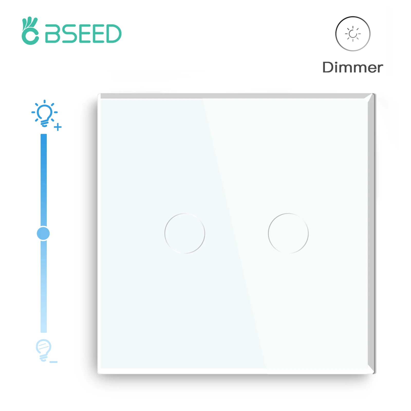 Bseed Dimmer 2 Gang 1 Way EU Standard Touch LED With Crystal Glass Panel Dimmer White Black Gloden Dimmer Wall Switch