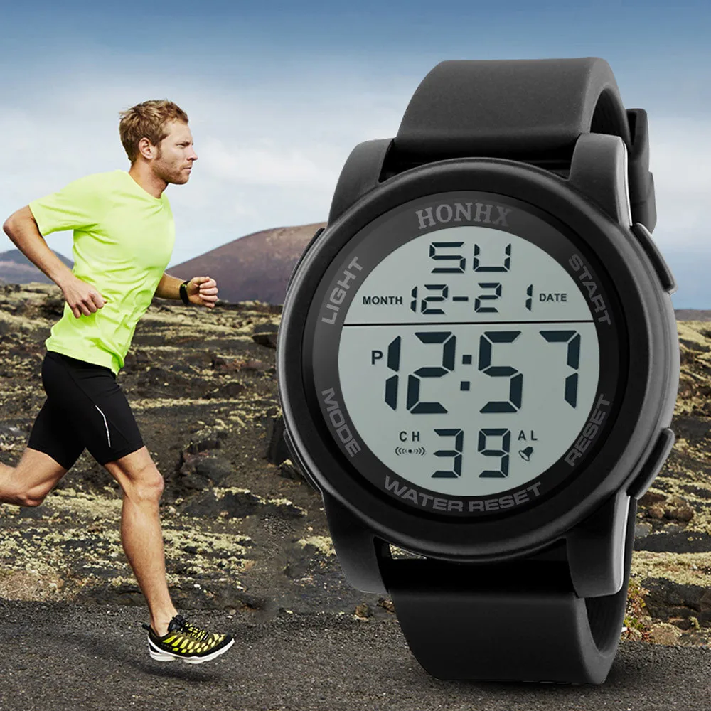 

Men's Sport Casual LED Watches Men Digital Clock Multi-Functional Rubber Man Fitness Army Military Electronic Watch Reloj Hombre