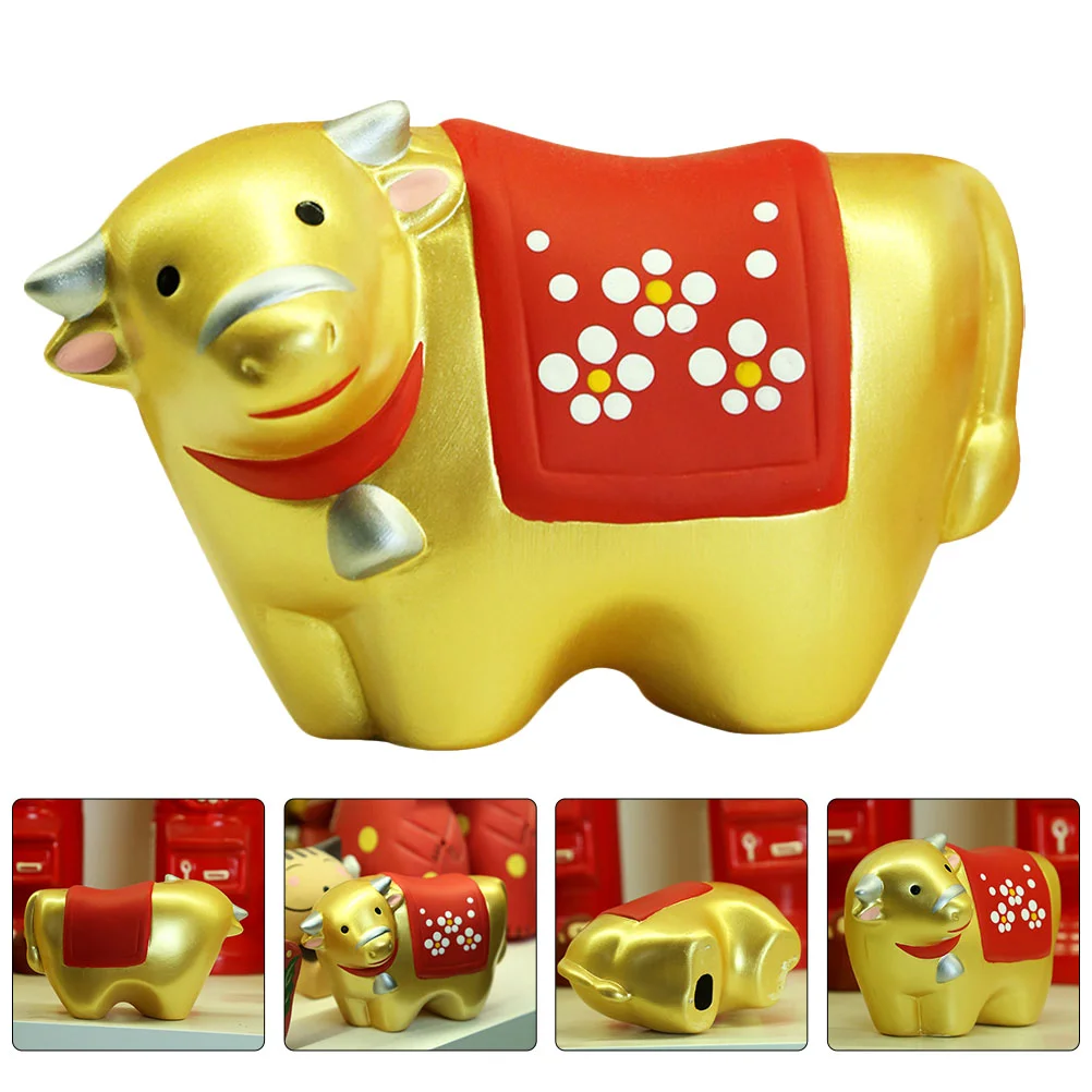 

Ceramic Bull Ox Craft Cartoon Ornament Desktop Cattle Animal Mascot Decor Statuette Adornment Cow Statue Model Zodiac Chinese