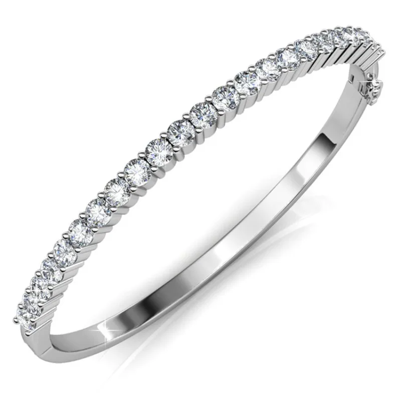 Фото Daisini Браслеты из качественной латуни с покрытием из белого золота 18 карат, украшенные премиальными кристаллами Swarovski для женщин, повседневные украшения №1