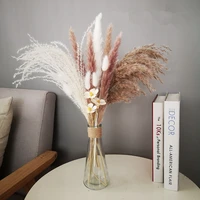 natural real flower bouquet dried rose eternal eucalyptus palm leaves pampa small daisy bouquet room home wedding decoration diy