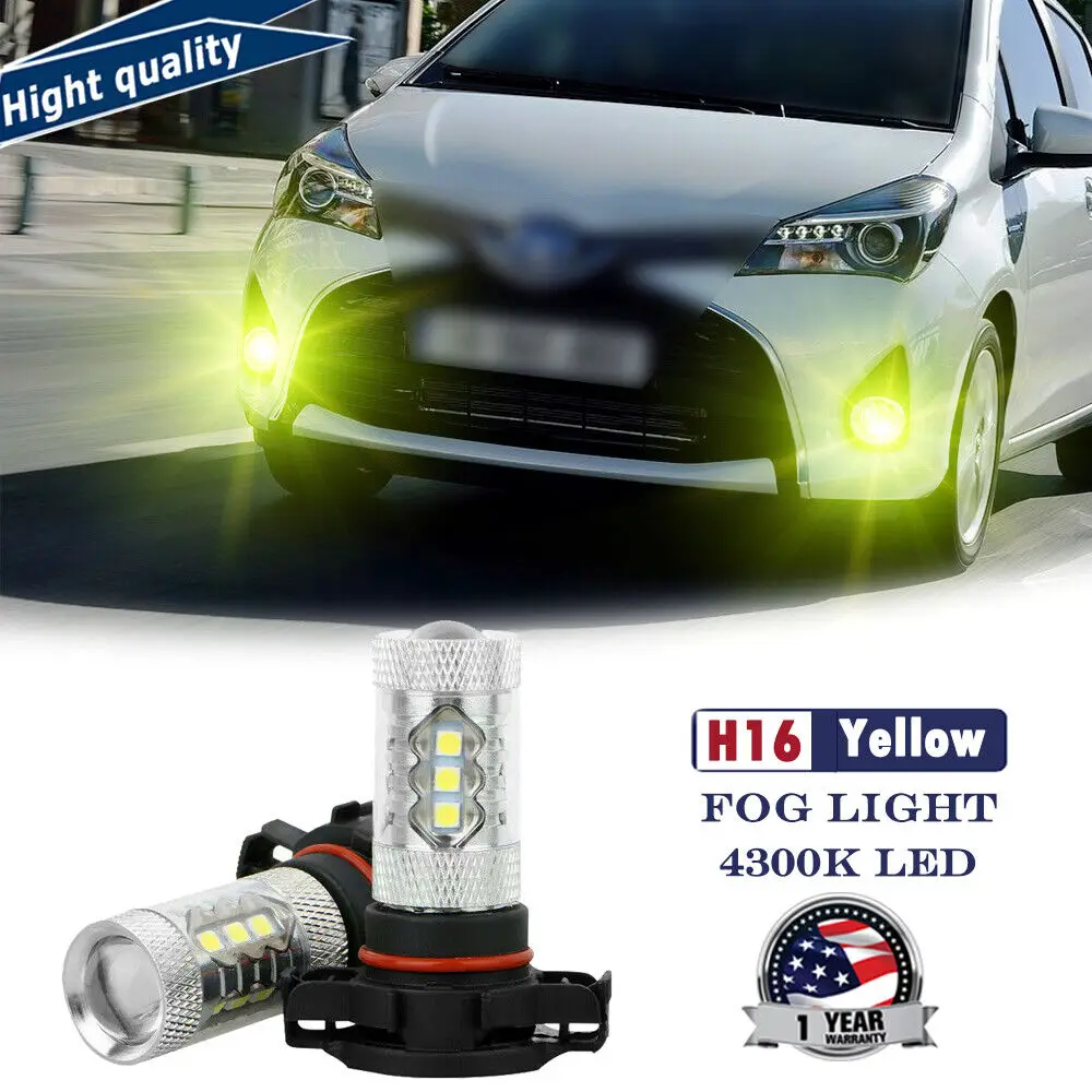 

Новинка, желтый светодиодный противотуманный фонарь 2000 лм 80 Вт 16-SMD для Toyota Tacoma Yaris Venza Solara