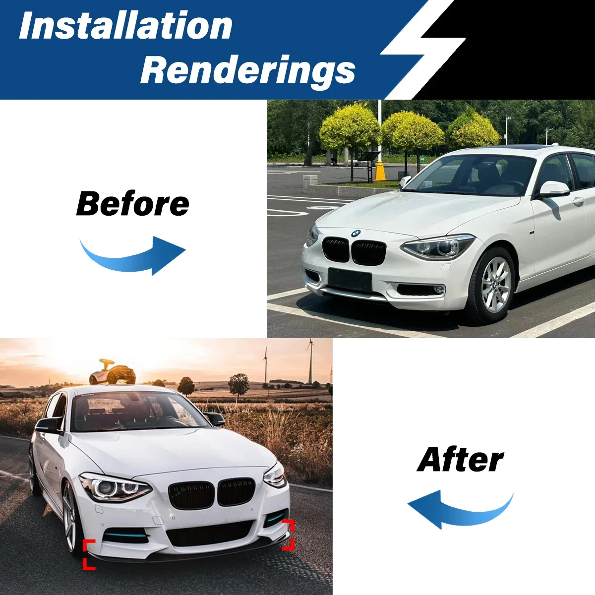 Для BMW 1 серии F20 F21 M Sport 118i 120i 135i 2011 2012 2013 2014 2015 Передний бампер Защита губ Диффузор