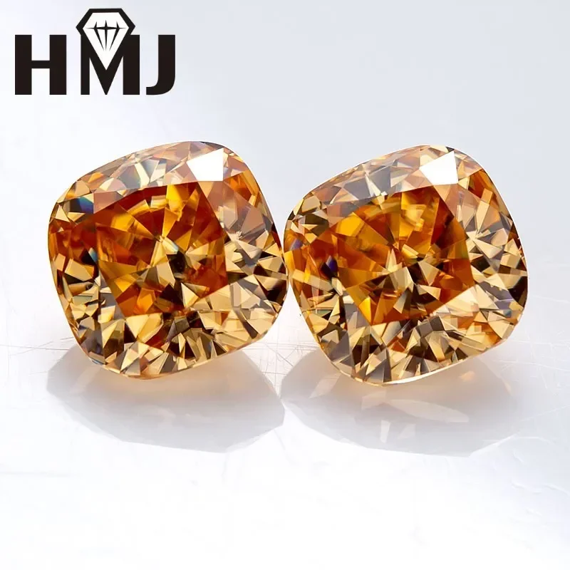 HMJ Муассанит Камень Дробленый лед Cushion Cut VVS1 Цвет шампанского Свободный