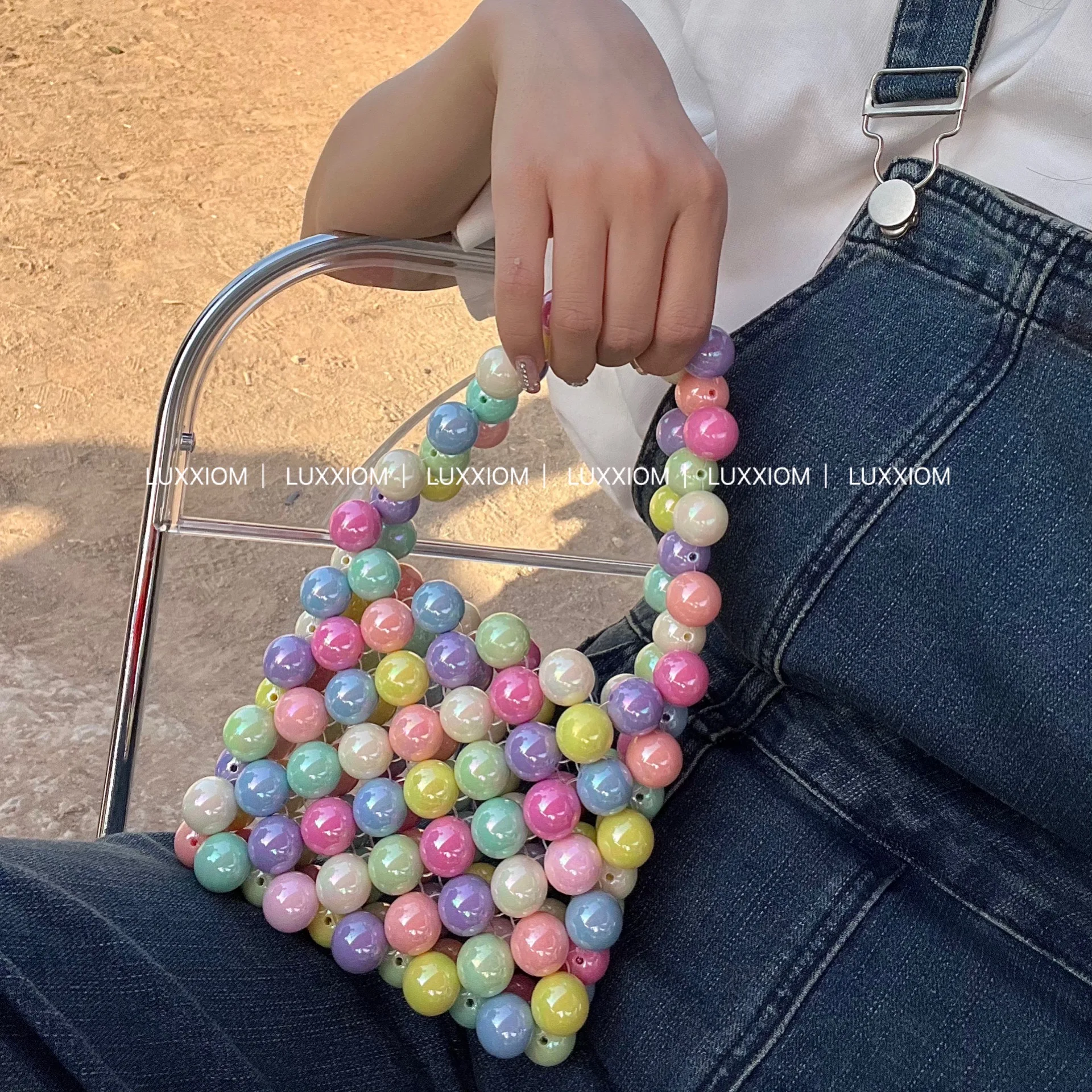 

Original New Colorful Candy Beaded Bag Special-Interest Design Cute Handbag All-Match Mini Women's Bag