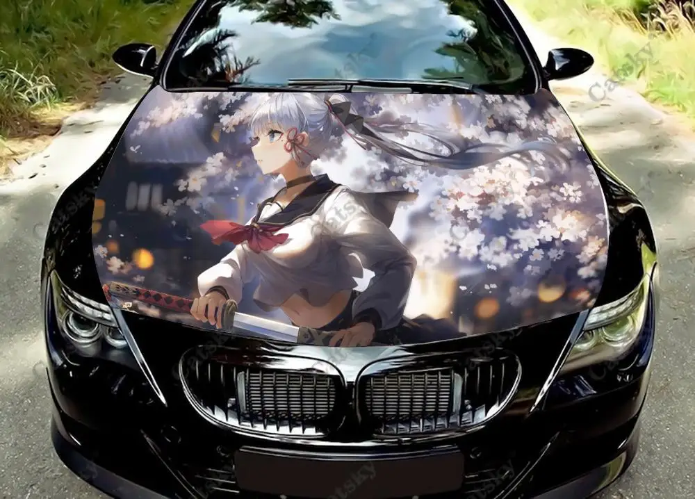 

Sakura Anime Girl Car Hood Vinyl Stickers Wrap Vinyl Film Engine Cover Decals Sticker Universal Car Hood Protective Film