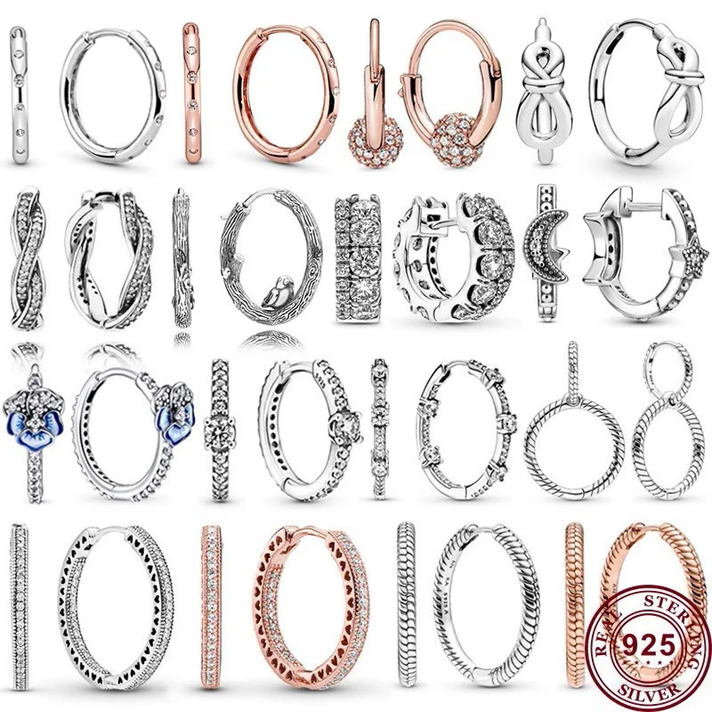 

New Hot 925 Silver Light Luxury Shining Galaxy Double Ring Female Earrings Wedding Gifts High Quality Fashion Charm Jewelry