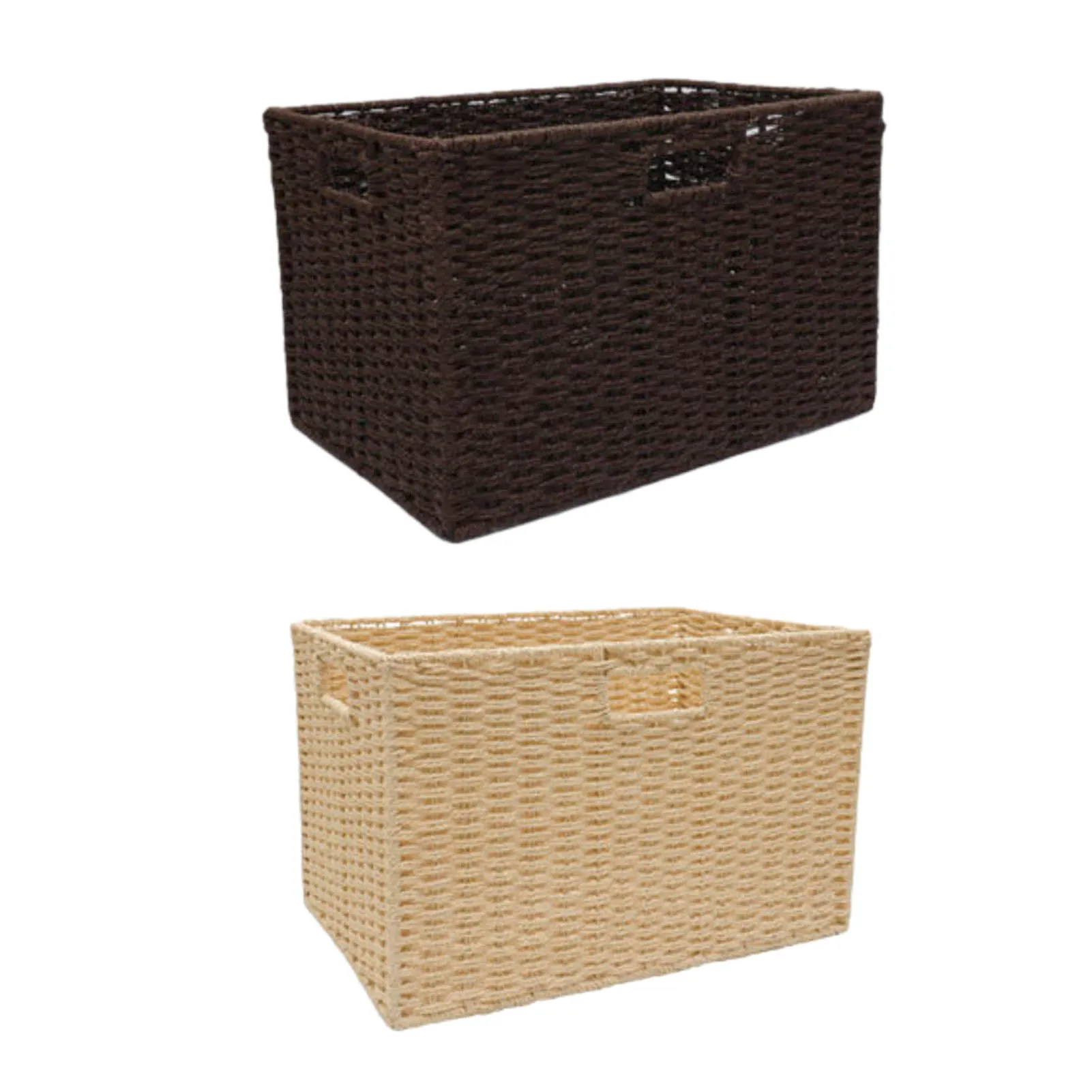 

Portable Woven Basket with Handle Stackable Snacks Organizer