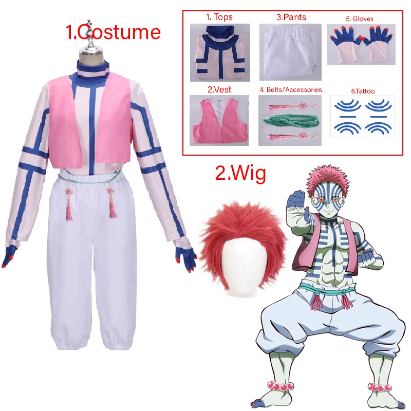 

Костюм для косплея из аниме «рассекающий демонов», боевая одежда Hakuji на Хэллоуин, с перчатками, одноразовые моющиеся татуировки