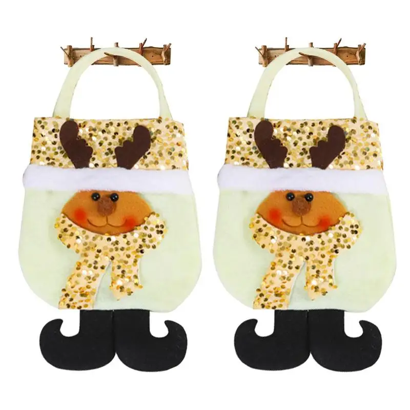 

Сумки-тоуты на Рождество, 2 шт., сумки-тоуты для подарка с рождественским оленем, снеговиком, Санта-Клаусом, многоразовые рождественские сумо...