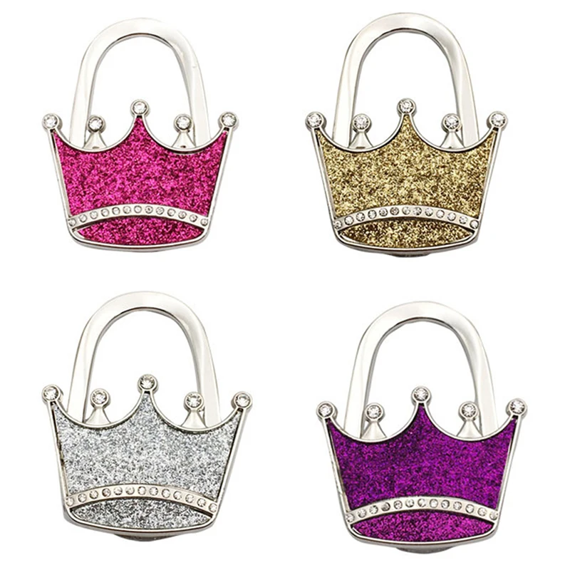 

1PC Home Metal Crown Shape Hooks Handbag Bag Purse Hanger Table Hook Shimmery Creative