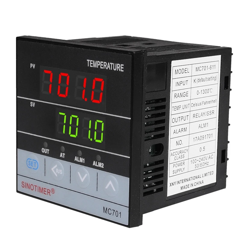 Цифровой ПИД-регулятор температуры SINOTIMER MC701, водонепроницаемый, с входом для датчиков K-типа и PT100, выход релеSSR (art.: 3920dbb40dc5f) - 3920dbb40dc5f