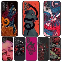 fashion girl cartoon beast phone case hull for samsung galaxy a70 a50 a51 a71 a52 a40 a30 a31 a90 a20e 5g a20s black shell art c