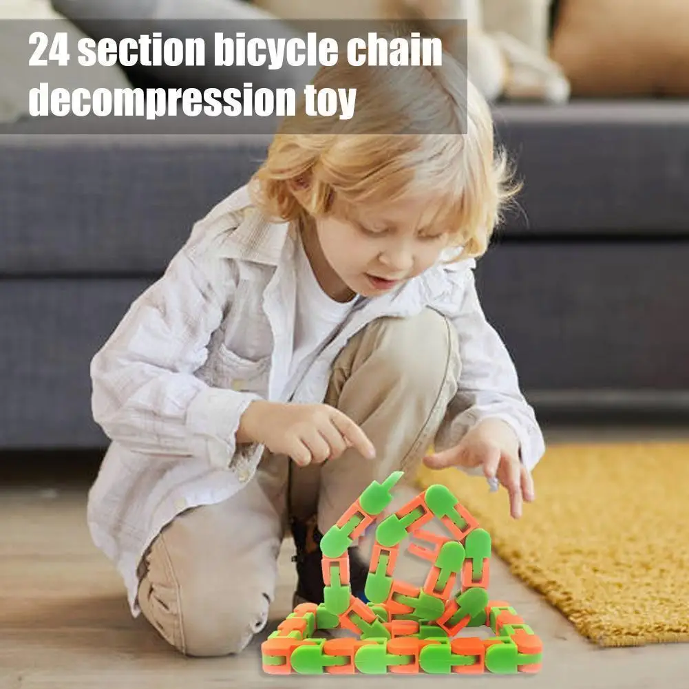 

24-section Squishy Relaxing Chain Variety Folding Chain Wacky Track Relieve Fillers Gift Toy Links Toys Sensory Anxiety 24 A7A1