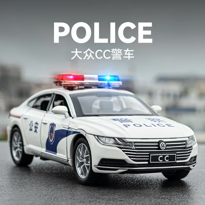 

1:32 Volkswagen CC police car High Simulation Diecast Metal Alloy Model car Sound Light Pull Back Collection Kids Toy Gifts