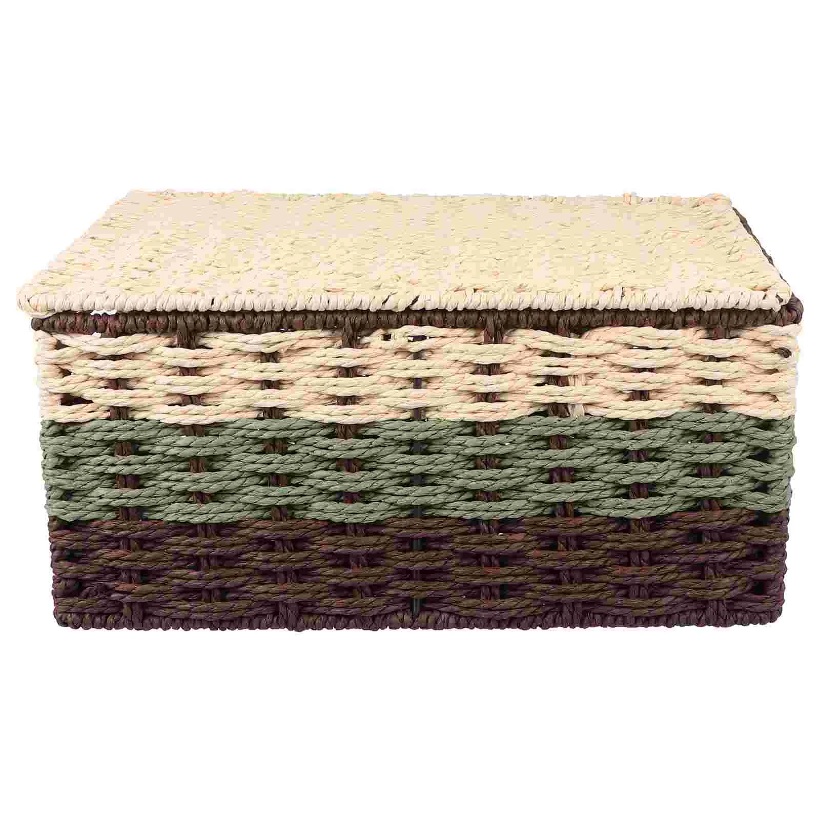 

Basket Storage Woven Baskets Wicker Rattan Bins Seagrass Serving Lid Sundries Organizer Picnic Box Natural Water Fruit Hyacinth