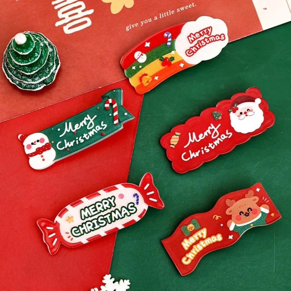 Рождественская акриловая заколка для волос Kawali лось Санта-Клаус снеговик