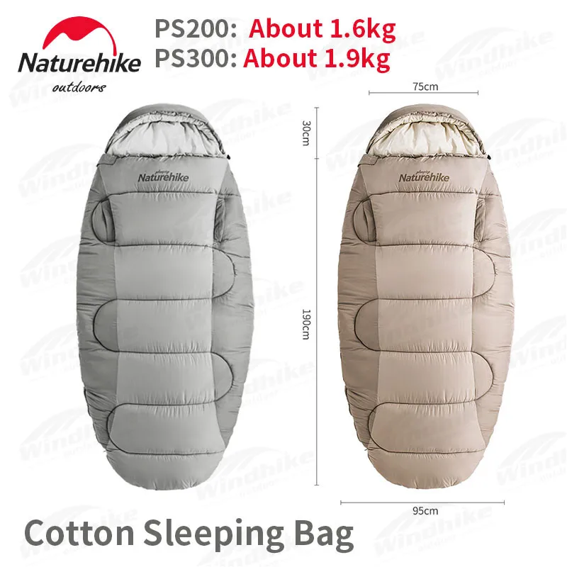 

Naturehike Camping Sleeping Bag PS200 Reach Out Style Keep Warm Cotton Sleeping Bag With Hat 9℃~-4℃ Autumn Winter Camping Quilt