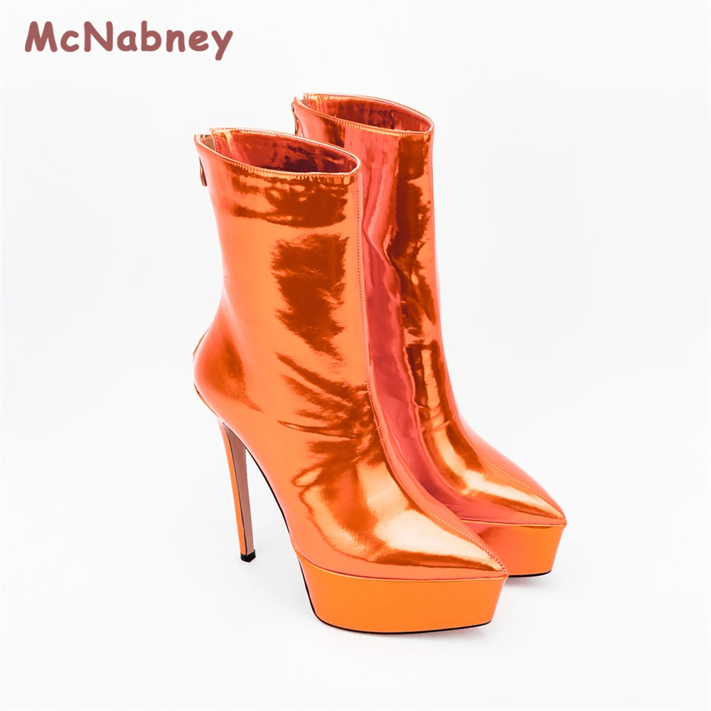 2023 New Women's Thick Soled Short Boots Fashion Sexy High Heel Pointed Platform Women's Boots Night Club Party Stiletto Pumps