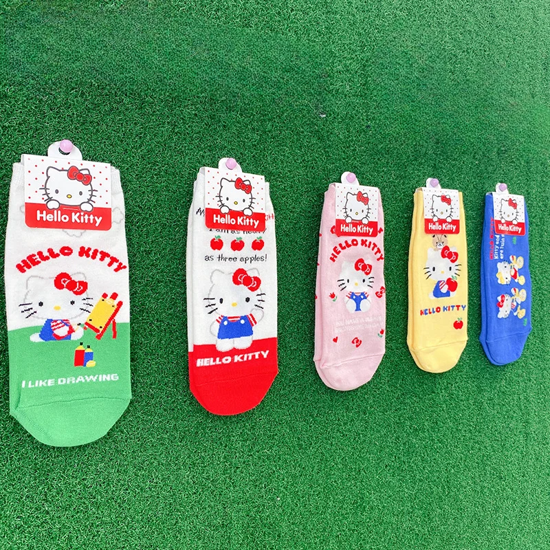 

Kawaii Hello Kitty Summer Socks New Cute Cartoon Y2k Girls Soft Sweet Student Cotton Short Tube Sports Socks Accessory Gifts