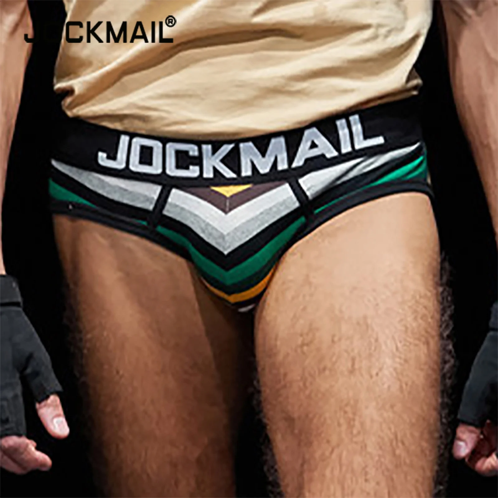 

Трусы-брифы Jockmail мужские, пикантное нижнее белье, хлопковые дышащие модные трусы в радужную полоску с низкой талией для молодых мальчиков, 2023
