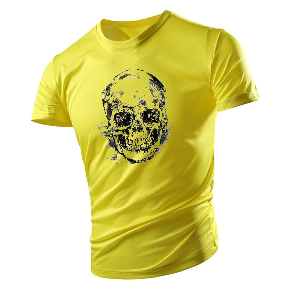 

Death'S Head 2D Fashion Printed T-Shirt For Men Four Seasons Oversized Comfortable Round Neck Short Sleeve Multi-Colored