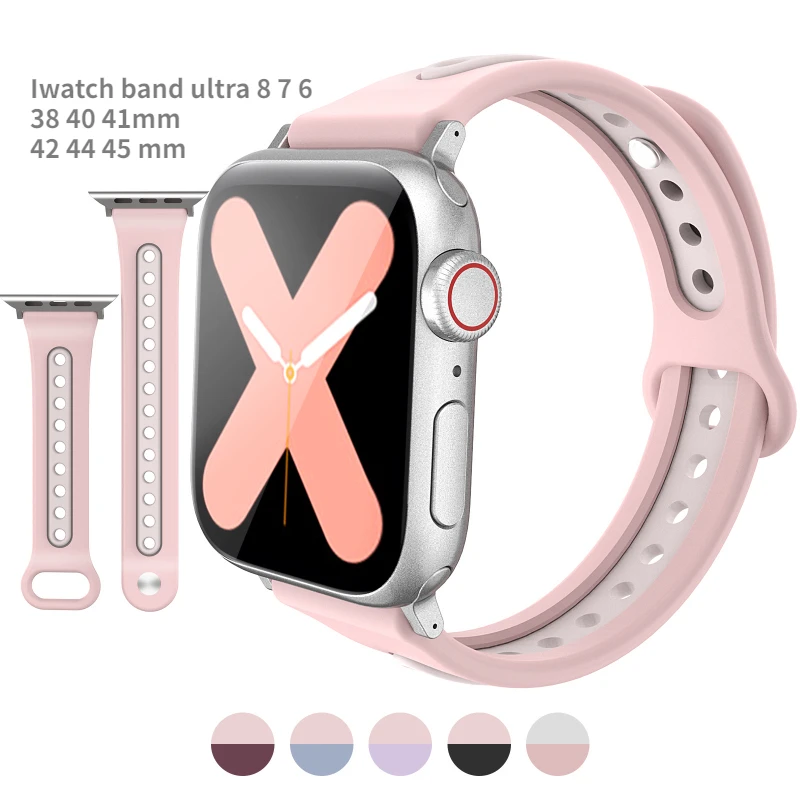 

Silicone Strap For Apple Watch Ultra band 44mm 45mm 41mm 40mm 42mm 38mm 44 45 mm Bracelet iWatch series 8 7 6 Band 애플워치 스트랩