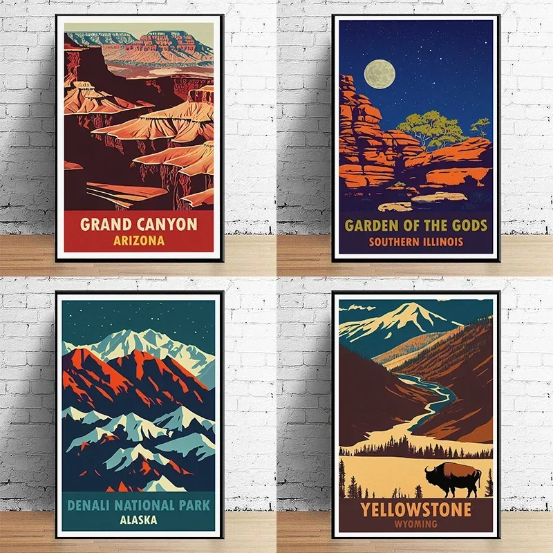 Рисунок на холсте с изображением пейзажа Большого каньона Красного ботаническая