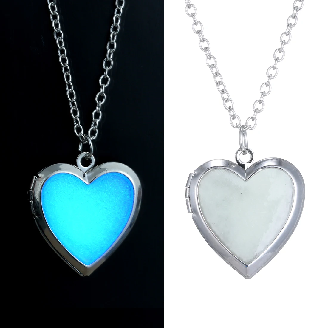 

women vintage Fluorescence heart Necklace Pendant Jewelry floating Charm Gifts